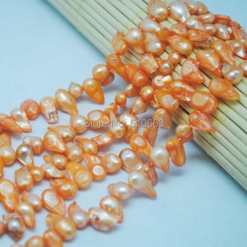1string freshPearl Chips Shell Bead Mother of pearl Orange Yellow Color Size 10-15mm