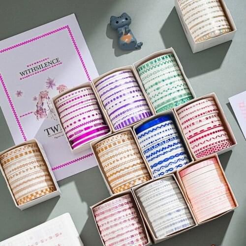 10 Rolls Gold Thin Washi Tape Set Foil Masking Tapes For Scrapbooking Diy Craft Decor Size 5mm2m