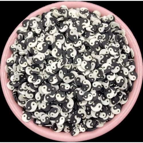 100g Polymer Clay Sprinkles Black White Tai Ji For DIY Card Making Tiny Cute Candy plastic klei Mud Particles Accessories 5mm