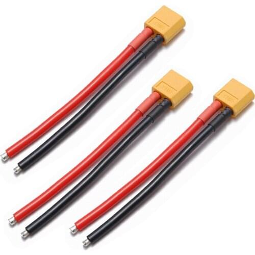 3PCS XT60 Male Connector 12AWG Soft Silicone Wire Cable for RC Lipo Battery adapter