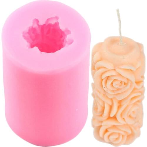 3D Rose Flower Candle Silicone Mold Wedding Cupcake Topper Fondant Cake Decorating Tools Candy Chocolate Moulds Clay Resin Molds