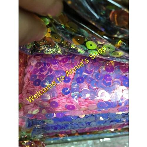 40g/lot 6mm Flat Round Sequins With Middle Hole For Craft Golden Plating Shining DIY Accessories Light Pink