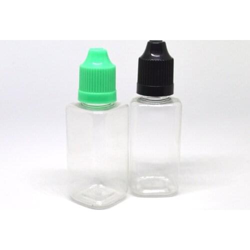 5pcs Clear Square Empty PET Hard Bottle 30ml Plastic Dropper Bottles With Childproof Cap E Liquid Needle Vial