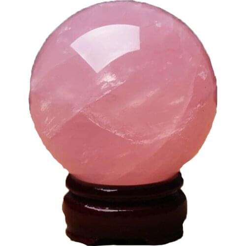 Aura Pink Rose Powder Crystal Quartz Ball Natural Crystal Sphere Healing Stone Home Decoration Lovers Gifts