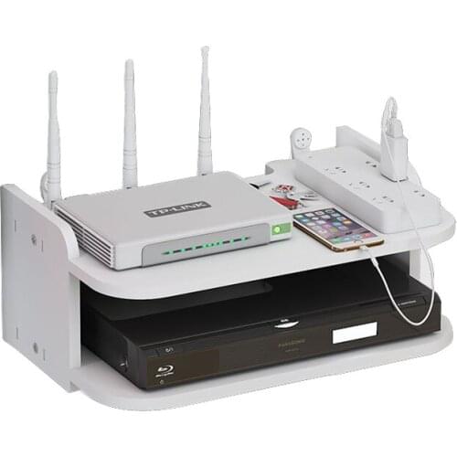Wireless router storage box living room socket wifi decoration punch-free wall-mounted TV set-top box rack pf83012
