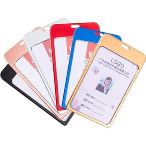 1pc Aluminum Alloy Employee Id Badge Card Holder Business Security Pass Tag Holder ,office Company Supplies Work Bus Card Holder