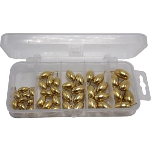 CATCHSIF 42pcs Smooth Ball Brass Drop Shot Weights Round Fishing Finesse Tackle Box kit