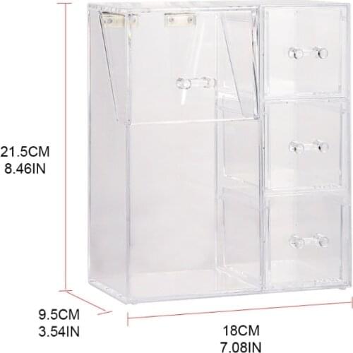 M4YF Makeup Brush Holder with Dustproof Lid Drawer Free Pearl Acrylic Clear Organizer