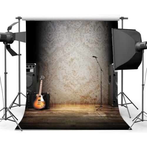 Photography Backdrops Shabby Chic Damask Vintage Stripe Wooden Floor Music Artistic Toddlers Portraits Background