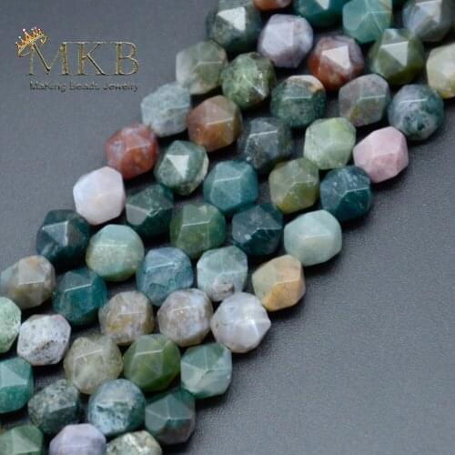 Faceted India Agates Natural Stone Beads For Jewelry Making 6mm 8mm 10mm Spacer Beads Making Necklace Bracelet Accessories