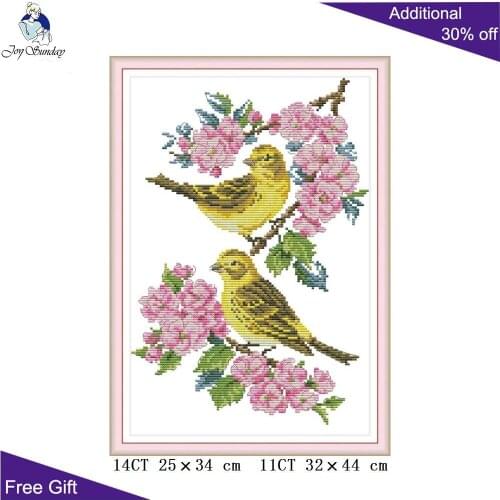 Joy Sunday Birds On The Flowers Cross Stitch DA298 14CT 11CT Counted and Stamped Home Decor Birds On Flowers Cross Stitch kits
