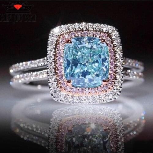 Classic design square Pink Sapphire Princess temperament ring inlaid zircon CZ dance/party jewelry fashion gifts Womens rings