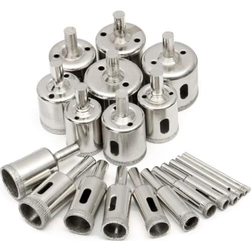 New High Quality 20 pcs 3 - 40mm Diamond Coated Hole Saw Bit Ceramic Porcelain Tools Glass Marble Cut Glass Granite