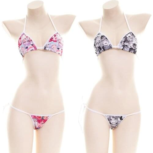 Micro Cute Japanese AHG Bikini Halter Lolita style Anime Cosplay Sexy Lingerie Women Panties And Bra Set Strappy Snderwear