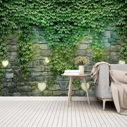 Milofi custom 3D vine stone wall Nordic small fresh background wallpaper mural