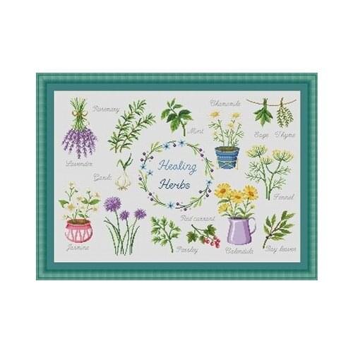 24-cartoon G180-healing herb Counted Cross Stitch 11CT 14CT 18CT DIY Cross Stitch Kits Embroidery Needlework Sets