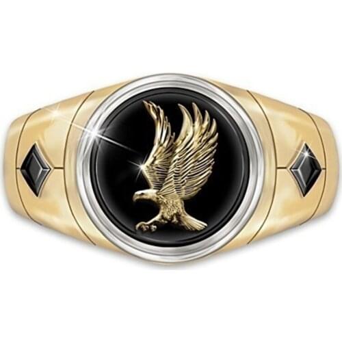 2021 New Trendy Vintage Lifelike Eagle Rings For Men Gold Color Domineering Male Jewelry Birthday Party Gifts