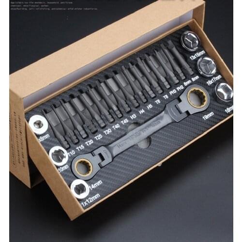 New 23pcs/Set Ratchet wrench 14x19 with TORX HEX Screwdriver set Tool set