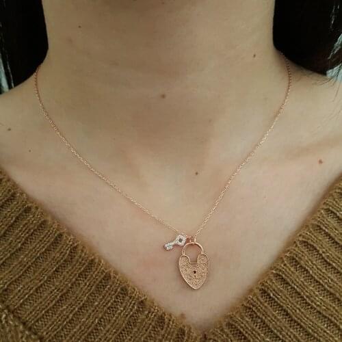 New Love Lock Key 925 Silver Necklace Turkish Jewelry Valentine Day Fashion Necklace For Women Minimalist Style Luxury Designer