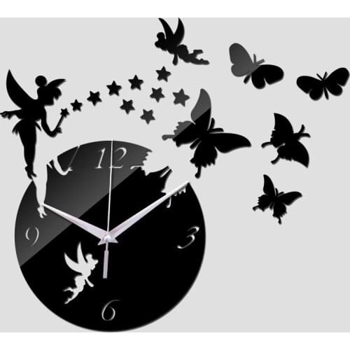 New Wall Stickers Home Decor Poster Diy Europe Acrylic Large 3d Sticker Still Life Wall Clock Horse Butterfly