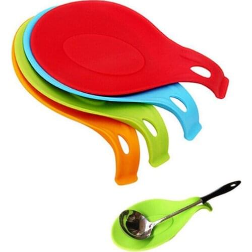Kitchen Silicone Spoon Rest Soup Spoon Pad 9.5*19.5cm Heat Resistant Placemat Spoon Tray Spoon Pad Tool Home Kitchen Gadget