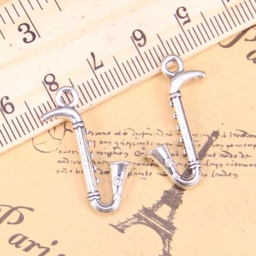 18pcs Charms saxophone instrument music 17x27mm Antique Pendants,Vintage Tibetan Silver Jewelry,DIY for bracelet necklace