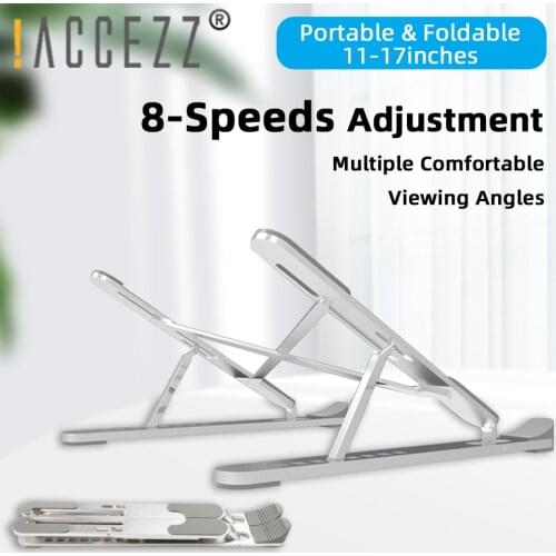 !ACCEZZ Aluminium Alloy Holder Adjustable Laptop Stand Foldable For Macbook Xiaomi Lenovo HP ASUS Non-Slip 11-17 inches Bracket