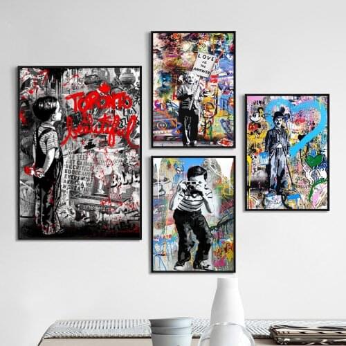 Modern Pop Art Graffiti Style Figure Painting Graffiti Canvas Painting Interior Decoration Painting(No Frame)