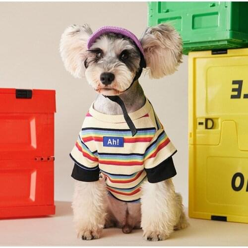 Sports Cute Soft Dog Clothes for Small Dogs Cotton Stripe Comfortable Spring Dog Hoodies Yorkshire Teddy Schnauzer Dog Costumes