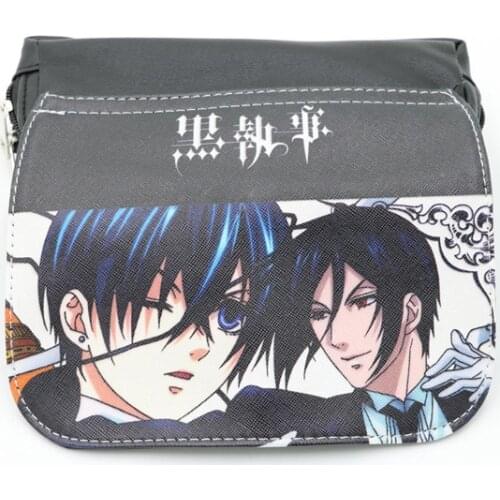 Makeup Bag of Anime Black Butler Long Purse Long Leather Student Pen Holder Bag for Travel Cosmetic Cases