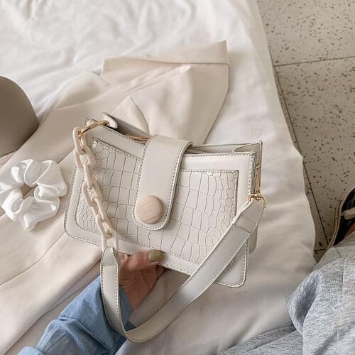Crocodile Pattern Button PU Leather Armpit Bag for Women 2021 Elegant Chain Shoulder Handbags Female Travel Crossbody Hand Bag