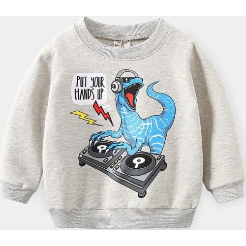 2020 Boys Sweatshirts Cotton Cartoon Long Sleeve Children Sweatshirts Dinosaur Print Autumn Kids Clothes Casual Boys Clothing