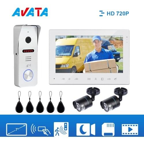 Video Intercom for Home AHD 720P 7-Inch Color Monitor and Doorbell Camera Motion Detector and Night Vision 32GB Record