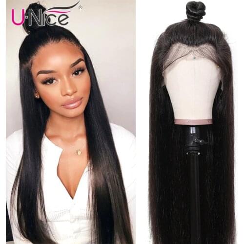 Unice Hair 360 Lace Frontal Wig 180 Density Cheap Brazilian Straight Wigs With Baby Hair Lace Front Human Hair Wigs Pre Plucked