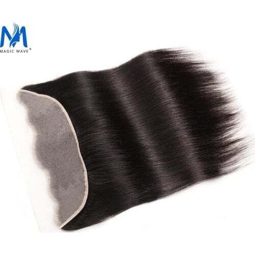 Magic Wave Silky Straight Swiss Lace Frontal 13X4 Ear To Ear Free Part Closure 100% Remy Human Hair Medium Transparent Frontal