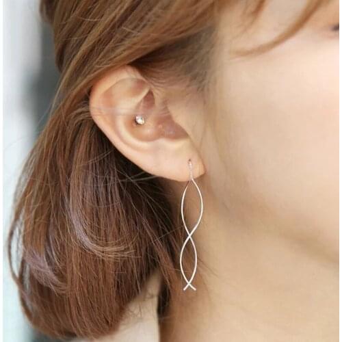 925 Sterling Silver Long Charm Drop Earrings for Women Wedding Sterling Silver Jewelry Bijoux eh811