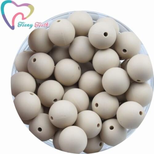 Teeny Teeth 10 PCS Oatmeal Silicone Round 12-15 MM Teething Beads Baby Silicone Teething Necklace Hexagon 14-17 MM Food Grade Chewable Jewelry BPA Free Ball Beads