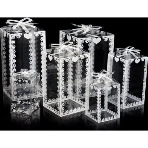 200Pcs/Lot Clear PVC Box Party Plastic Packaging Present Flower Gift Box Birthday Baby Shower Favor Transparent Boxes