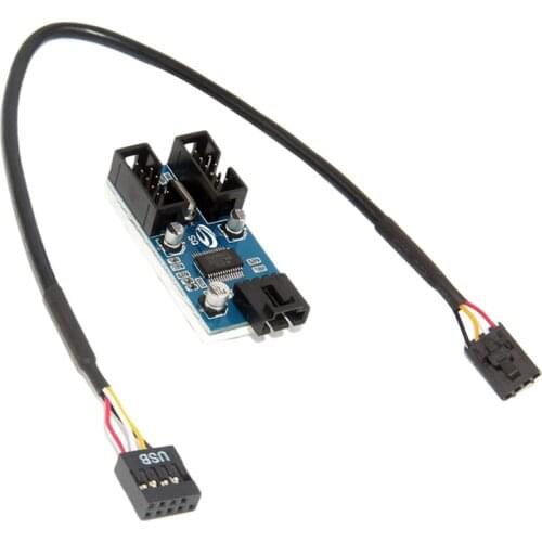 9Pin Motherboard Header To Dual 9-Pin Male Usb Extension Adapter Splitter Cable