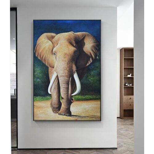 Afrian Elephant Wild Animals Oil Painting on Canvas Scandinavian Posters and Prints Cuadros Wall Art Pictures For Living Room