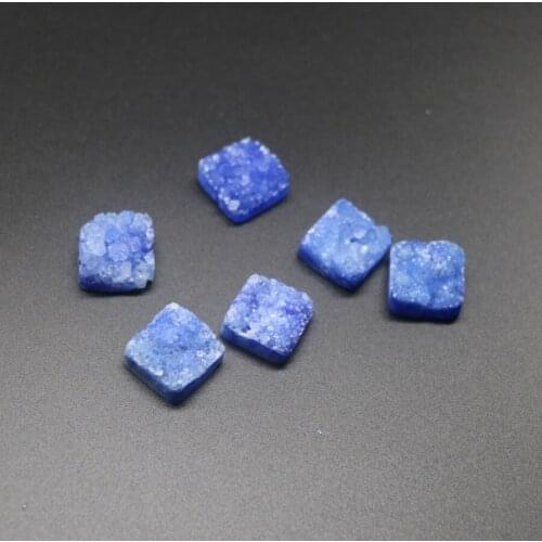 16mm Natural Blue Druzy Gems Stone Beads, 2018 new arrival Square Gems Stone Women Jewelry Making Suppliers Craft DIY Necklace