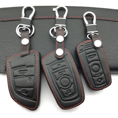 High quality Genuine Leather Car Key case Cover for BMW 1/3 5series X1 X3 X5 X6 Z4 Smart 3 buttons remote protect shell starline