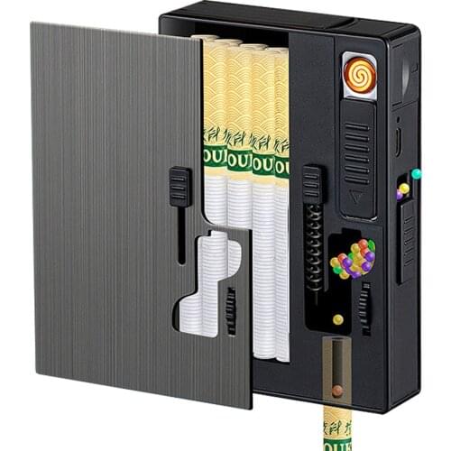 General Cigarette Case with Exploding Bead Box Igniter Large Capacity Cigarette Case USB Multi-Functional Lighter Smoking Tools