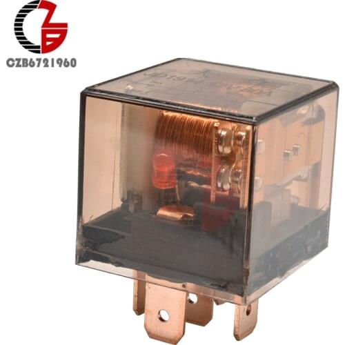 DC 12V 80A 1NO 1NC SPDT 5 Pins Green Indicator Light Truck Car Relay