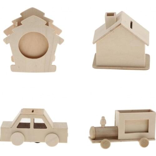 Unfinished Wood DIY Wood Pen Holder Hand Made Desk Organizer Pen Pot School Office Supplies Pen Stand Creative MDF Kids DIY Toys