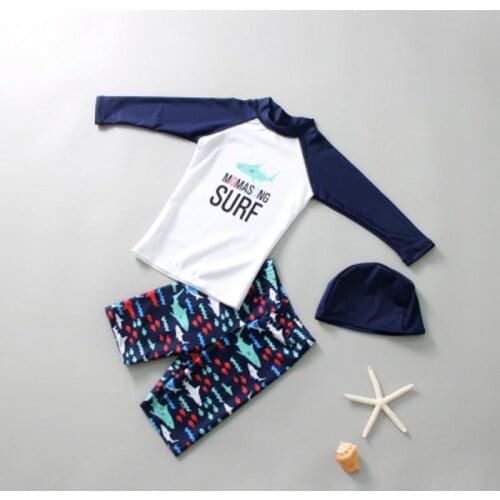 Kids Cartoon Rashguard Shark Fish Swimwear Children Anti-UV Swimming Surf Beach Bathing Suit dinosaur Long Sleeve Tops Surfing S