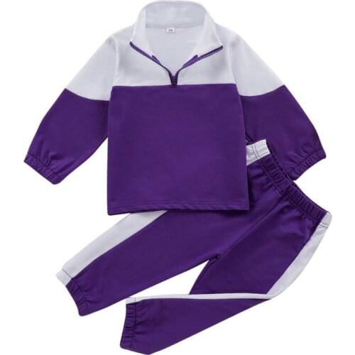 Childrens Sports Suit White/Purple Pullover Sweatshirt+Trousers Teenage Girls Clothes Set Casual 3 4 5 6 7 Years