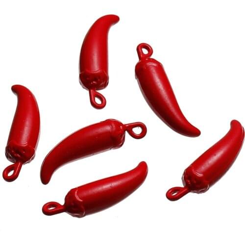 DoreenBeads Zinc Based Alloy Charms Chili Christmas Red 28mm(1 1/8") x 8mm( 3/8"), 5 PCs