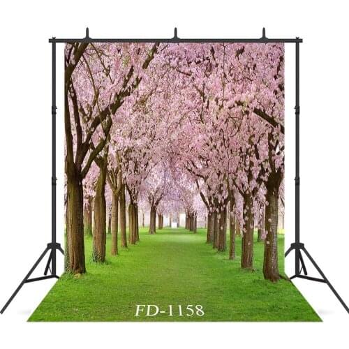 Road Full of Peach Blossoms Vinyl Background For Fond Photograph Child Baby Shower New Born Portrait Cloth Photo Backdrop