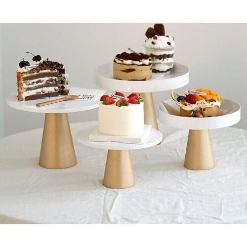 European-style Metal Cake Tray, Photo Props Tray, Solid Wood Base, Wedding Dessert Table, Cake Stand, Tall Jewelry Tray